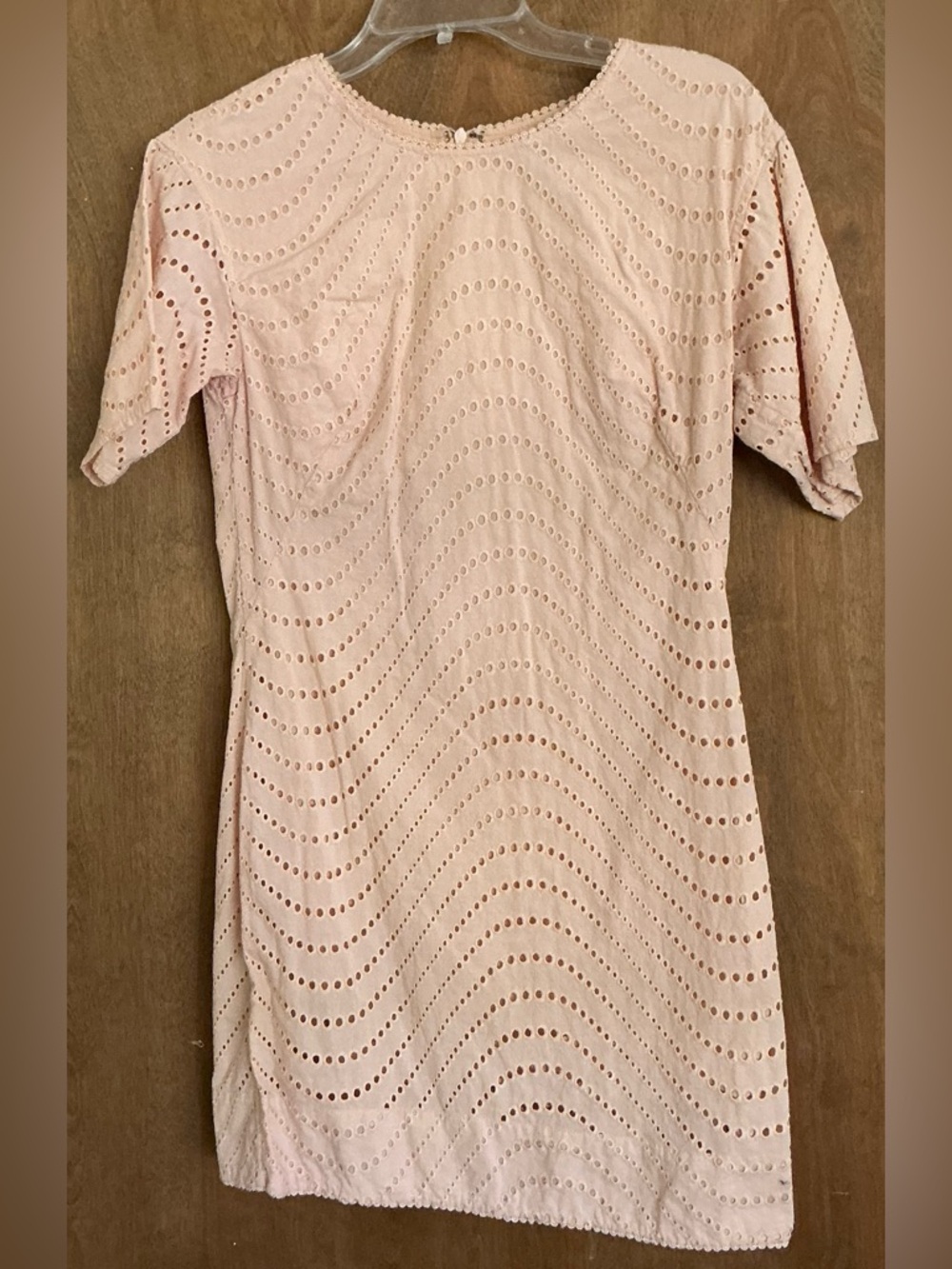 French Connection Sheath Dress Size 4 Pink Eyelet 100% Cotton Lined Cottage core